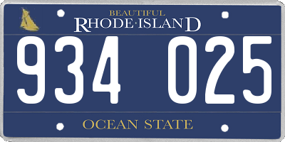 RI license plate 934025