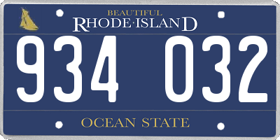 RI license plate 934032