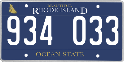 RI license plate 934033