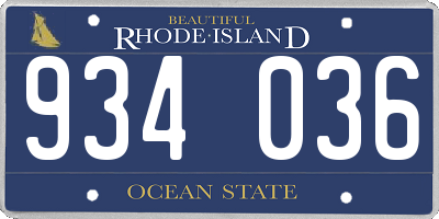 RI license plate 934036