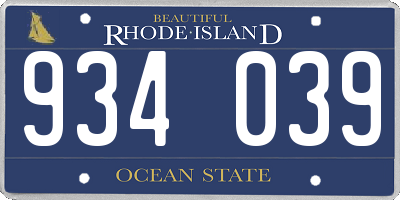 RI license plate 934039
