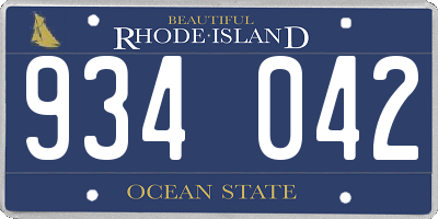 RI license plate 934042