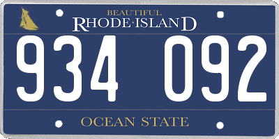 RI license plate 934092