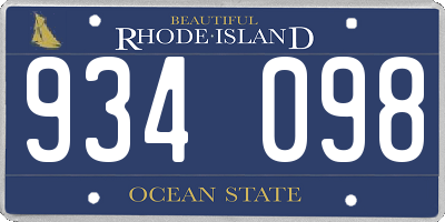RI license plate 934098