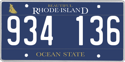 RI license plate 934136