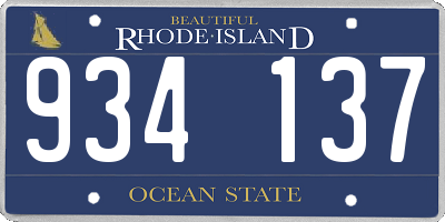 RI license plate 934137