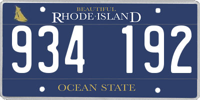 RI license plate 934192