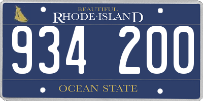 RI license plate 934200