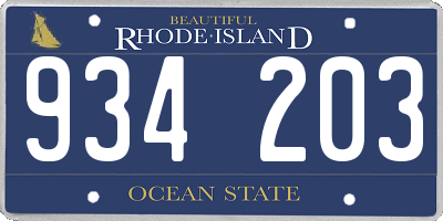 RI license plate 934203