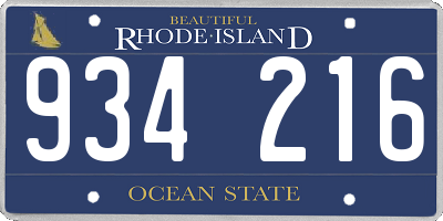 RI license plate 934216