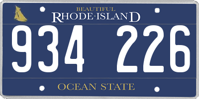 RI license plate 934226