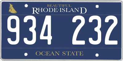 RI license plate 934232