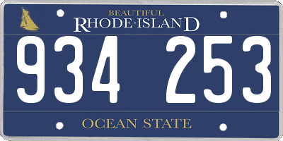 RI license plate 934253