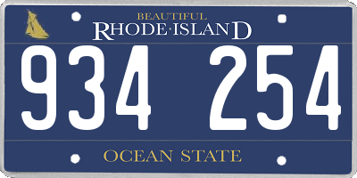 RI license plate 934254