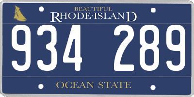 RI license plate 934289