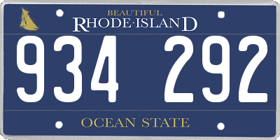 RI license plate 934292