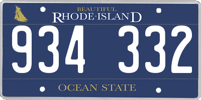 RI license plate 934332