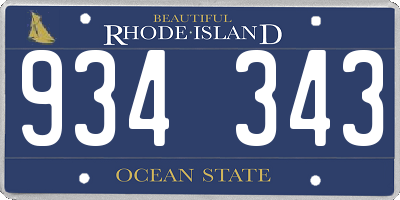 RI license plate 934343