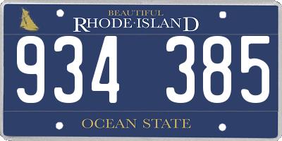 RI license plate 934385
