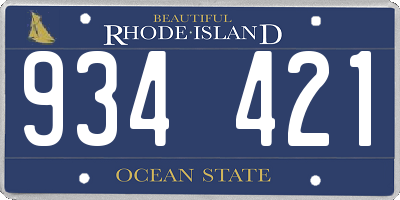 RI license plate 934421