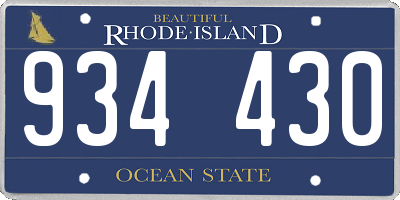 RI license plate 934430