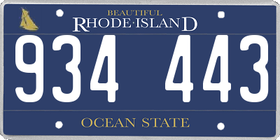 RI license plate 934443