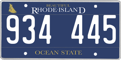 RI license plate 934445