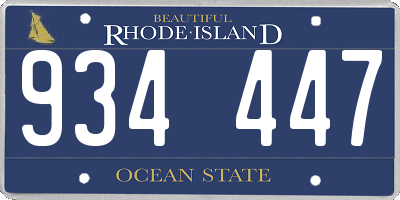 RI license plate 934447