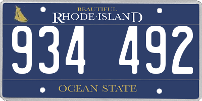 RI license plate 934492