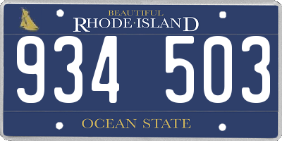 RI license plate 934503