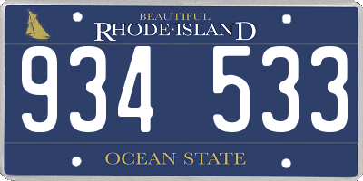 RI license plate 934533
