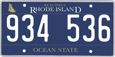 RI license plate 934536