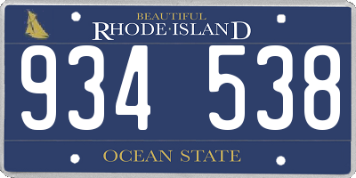 RI license plate 934538