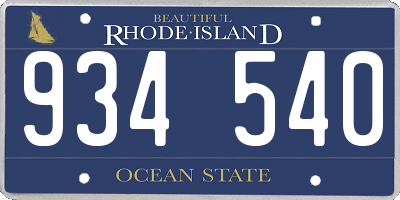 RI license plate 934540