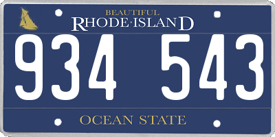 RI license plate 934543