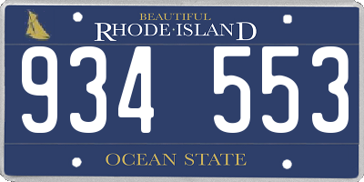RI license plate 934553