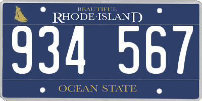 RI license plate 934567