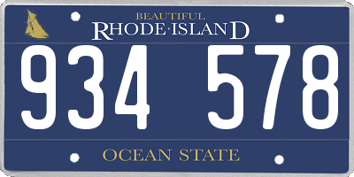 RI license plate 934578