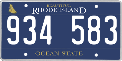 RI license plate 934583