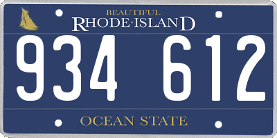 RI license plate 934612