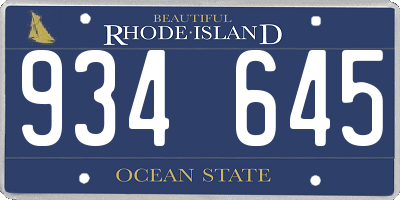 RI license plate 934645