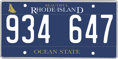 RI license plate 934647