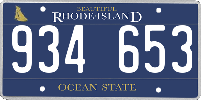 RI license plate 934653
