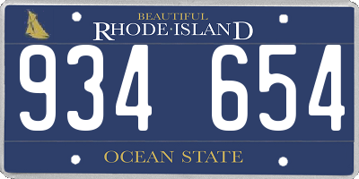 RI license plate 934654