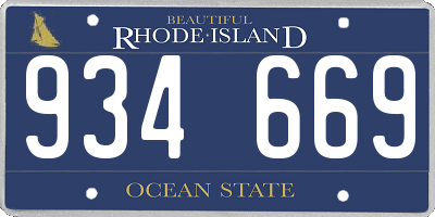 RI license plate 934669