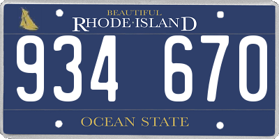 RI license plate 934670