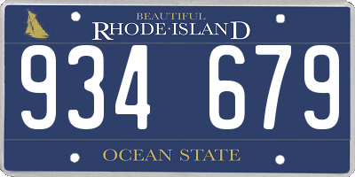 RI license plate 934679