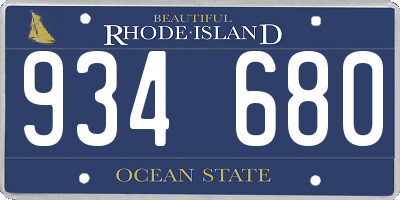 RI license plate 934680