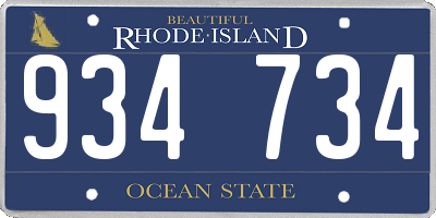 RI license plate 934734
