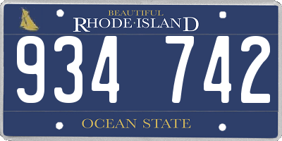 RI license plate 934742